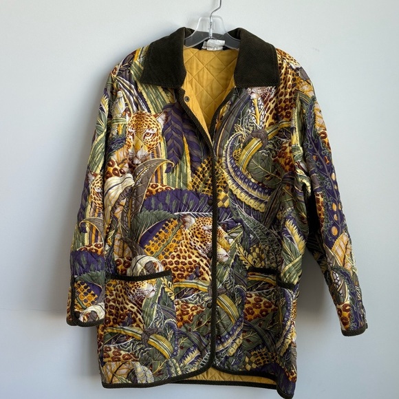 Vintage  Salvatore Ferragamo Tiger Jungle Print Art Jacket size Medium - Picture 2 of 15